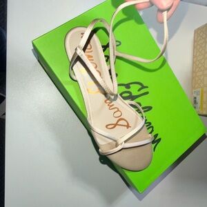 Sam Edelman Beige Strappy Lace-Up Sandal